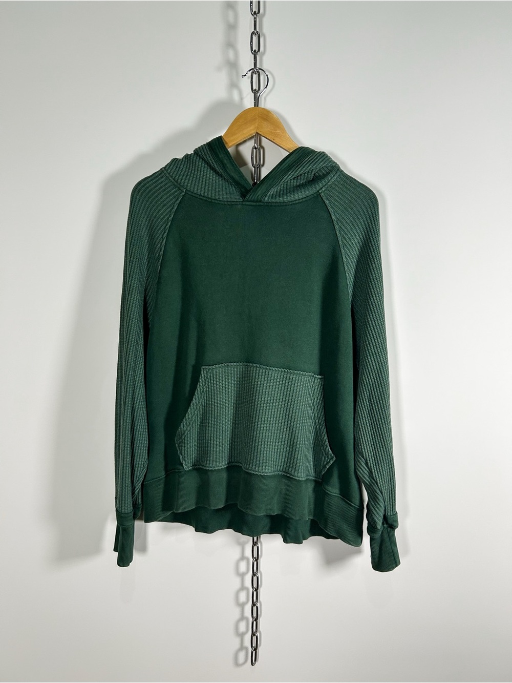 Aerie Waffle Hoodie in Forest Green